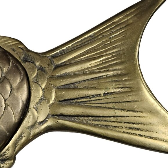 Vintage LARGE Brass Fish-Shaped Bowl Lid Trinket Holder Made Hong Kong 7.8 lbs - Picture 9 of 14